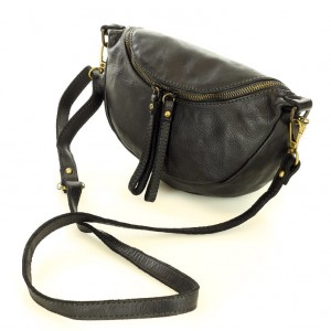 Leder Bauchtasche Gürteltasche Schwarz für Damen Klein Crossbody